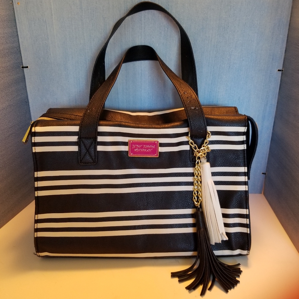 Betsey Johnson Black/White Striped Purse/ Hand Bag